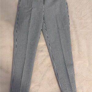 Zara- Slacks with vertical white and gray stripes with pockets- Size Medium